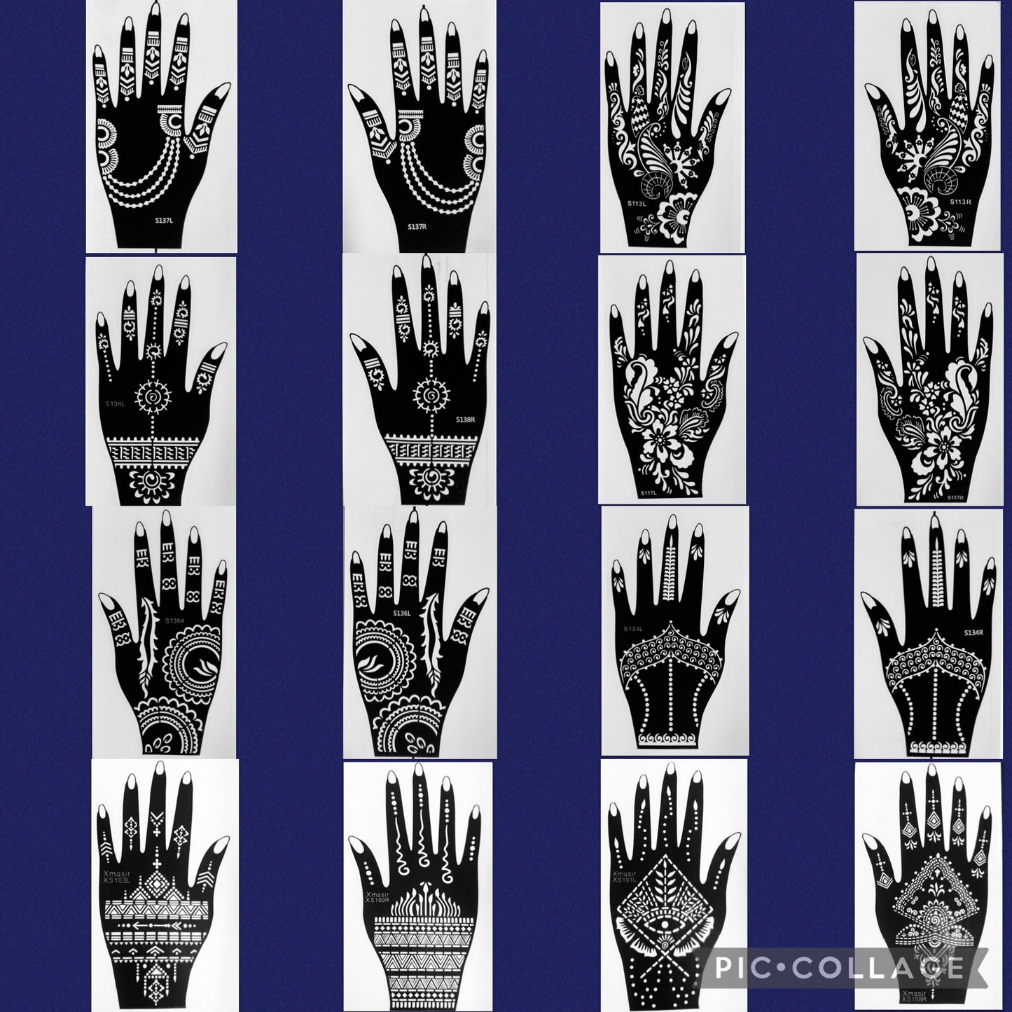 Set of 10 or 20 Random Henna Stencils | Stencil for Henna, Jagua, Glitter, Air Brush Temporary Tattoos | Mehndi Stencils