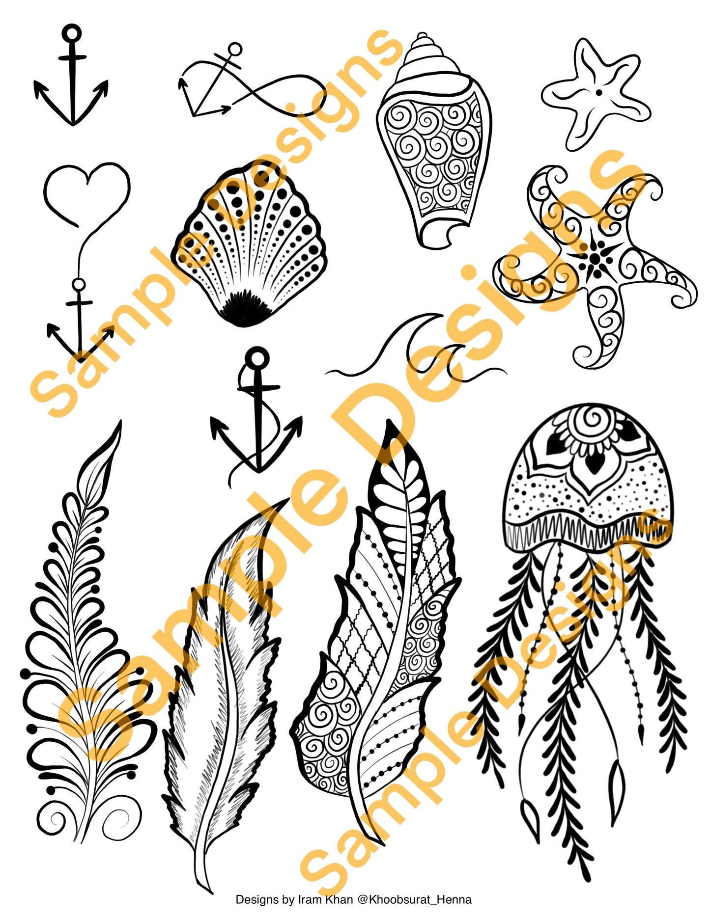 Henna Design Book with Over 100 Pages and Over 375 Designs PDF Digital Download