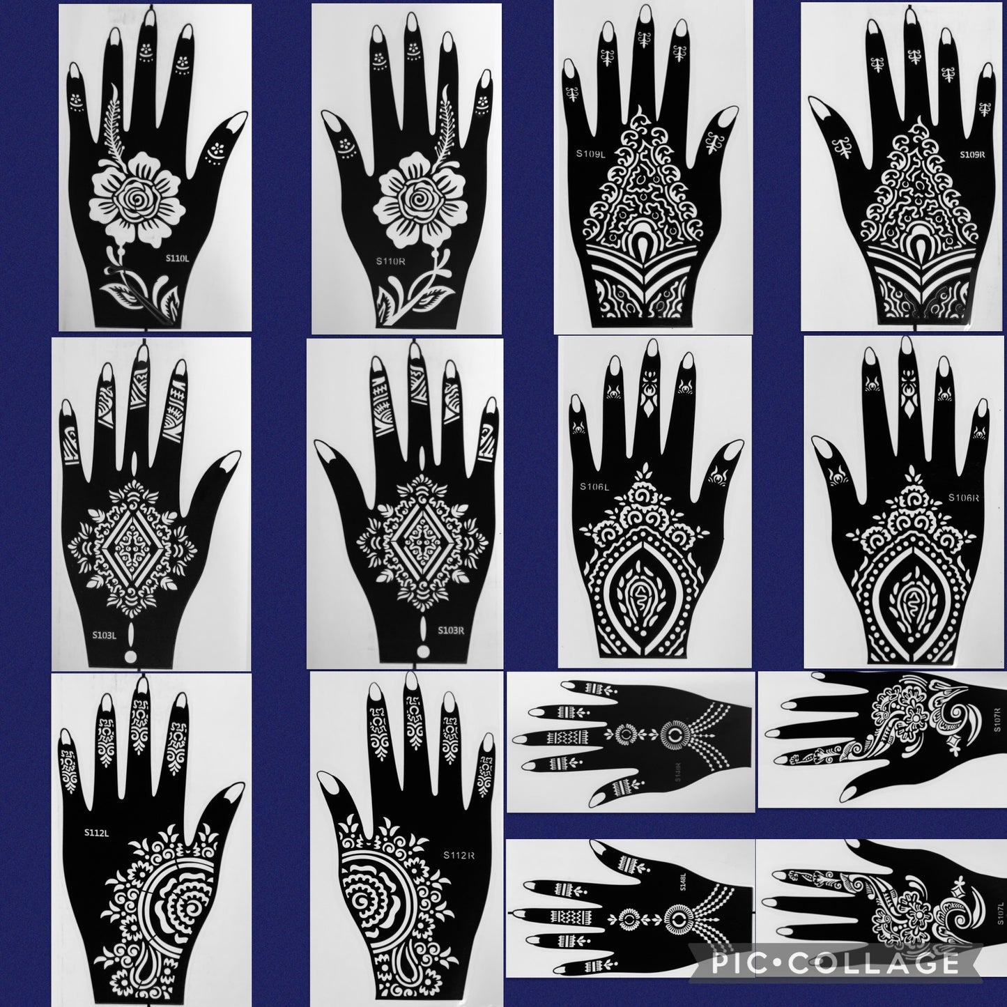 Set of 10 or 20 Random Henna Stencils | Stencil for Henna, Jagua, Glitter, Air Brush Temporary Tattoos | Mehndi Stencils