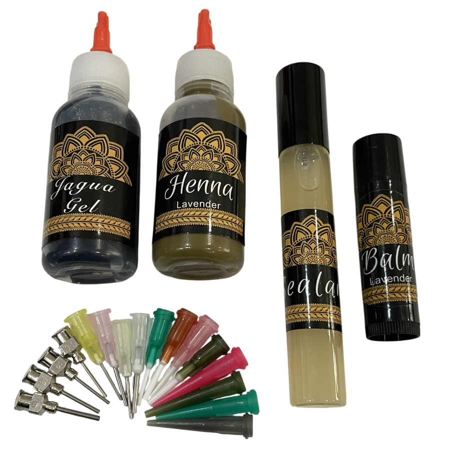 Combo Kit Bottles | 1 Jagua Gel and 1 Henna Bottle, Aftercare Balm, Sealant, Designs & Instructions (Copy)