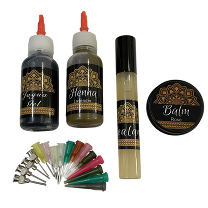 Combo Kit Bottles | 1 Jagua Gel and 1 Henna Bottle, Aftercare Balm, Sealant, Designs & Instructions (Copy)