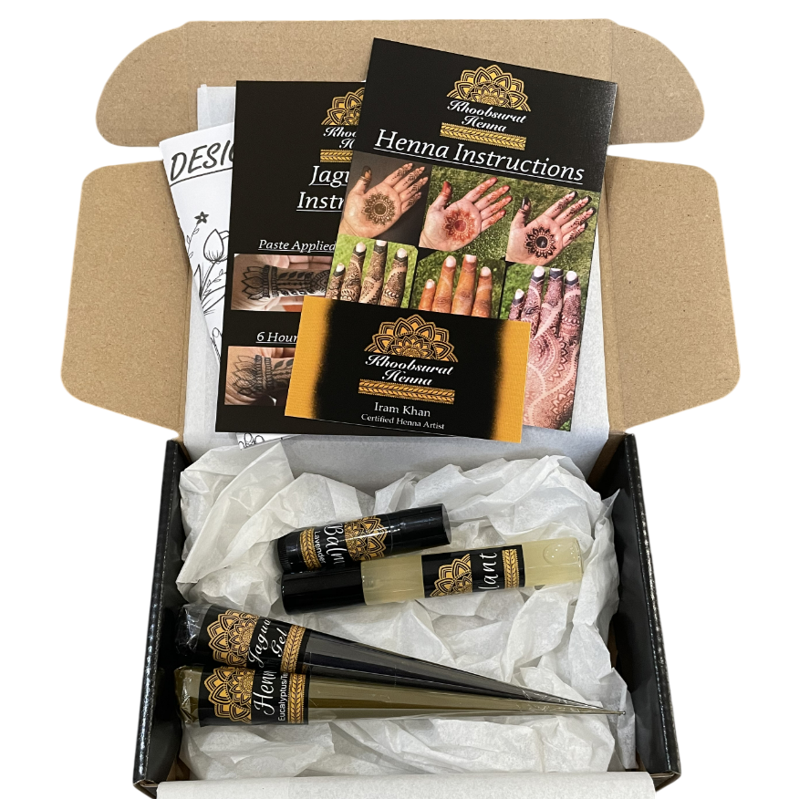 Jagua Gel and Henna Combo Kit | 2 Cones, Aftercare Balm, Sealant, Designs & Instructions |Organic Prefilled Cones