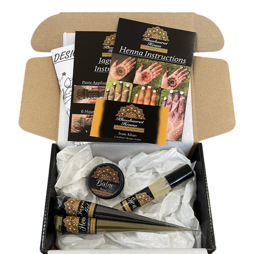 Jagua Gel and Henna Combo Kit | 2 Cones, Aftercare Balm, Sealant, Designs & Instructions |Organic Prefilled Cones