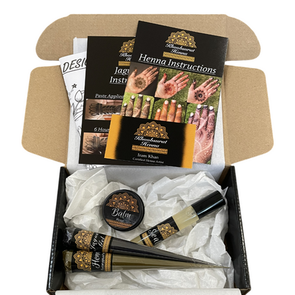 Jagua Gel and Henna Combo Kit | 2 Cones, Aftercare Balm, Sealant, Designs & Instructions |Organic Prefilled Cones