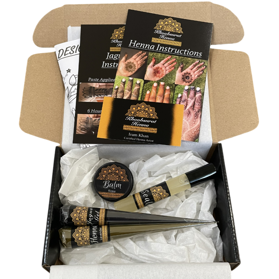 Jagua Gel and Henna Combo Kit | 2 Cones, Aftercare Balm, Sealant, Designs & Instructions |Organic Prefilled Cones