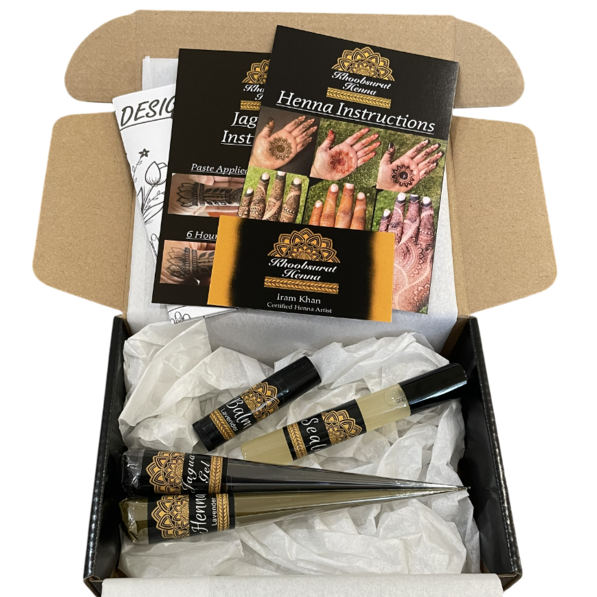 Jagua Gel and Henna Combo Kit | 2 Cones, Aftercare Balm, Sealant, Designs & Instructions |Organic Prefilled Cones
