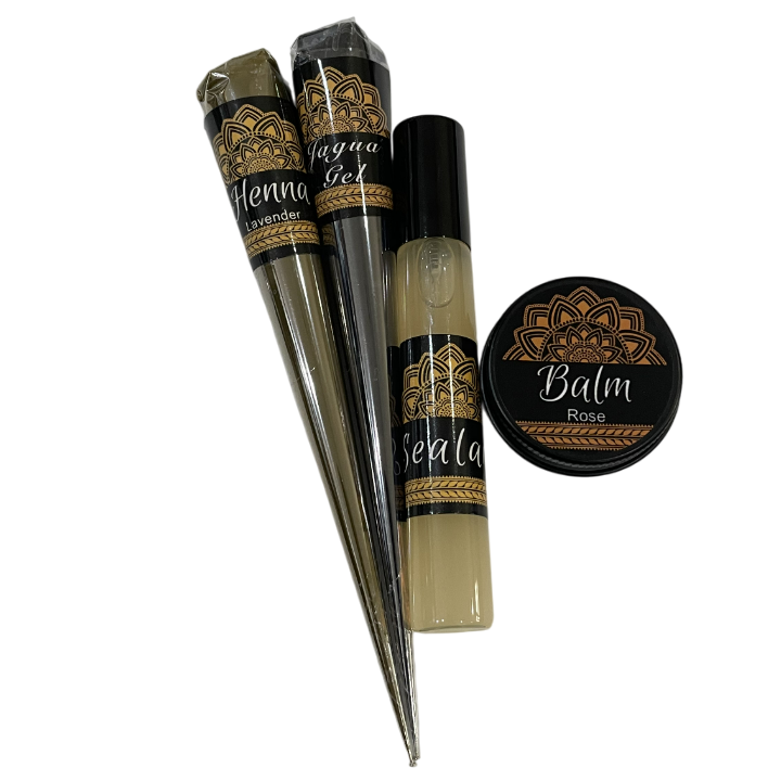 Jagua Gel and Henna Combo Kit | 2 Cones, Aftercare Balm, Sealant, Designs & Instructions |Organic Prefilled Cones