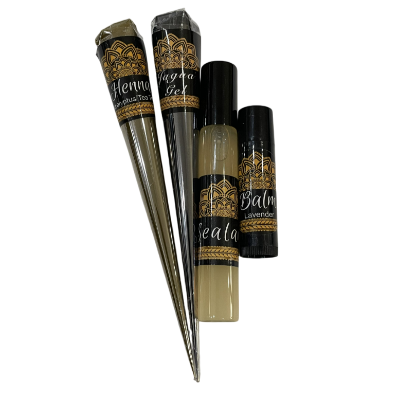 Jagua Gel and Henna Combo Kit | 2 Cones, Aftercare Balm, Sealant, Designs & Instructions |Organic Prefilled Cones