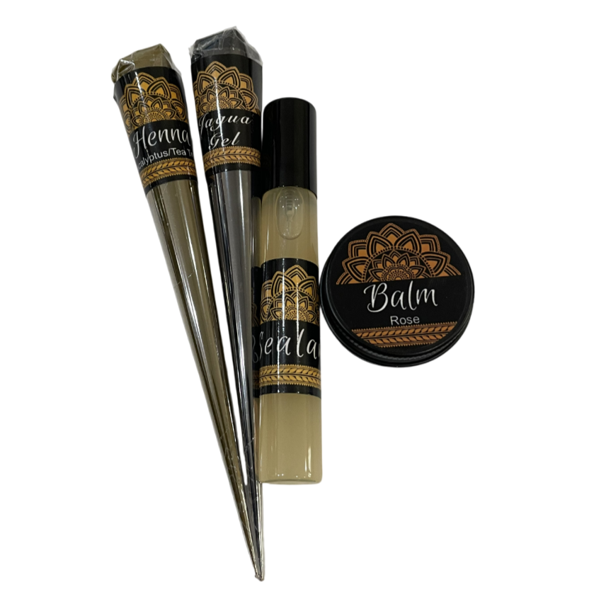 Jagua Gel and Henna Combo Kit | 2 Cones, Aftercare Balm, Sealant, Designs & Instructions |Organic Prefilled Cones