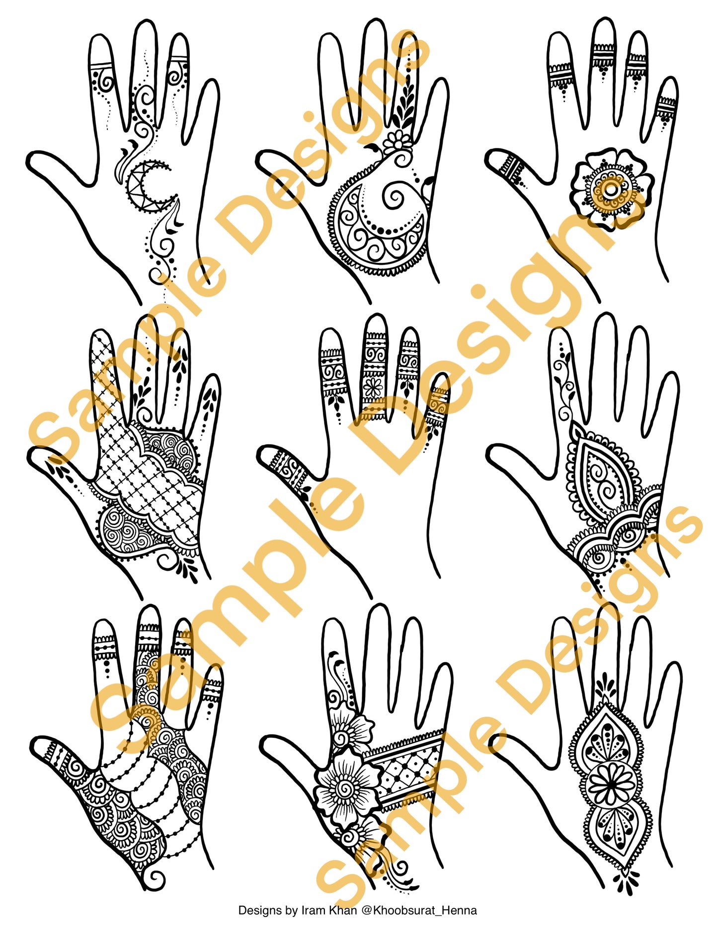 Henna Design Book with Over 100 Pages and Over 375 Designs PDF Digital Download