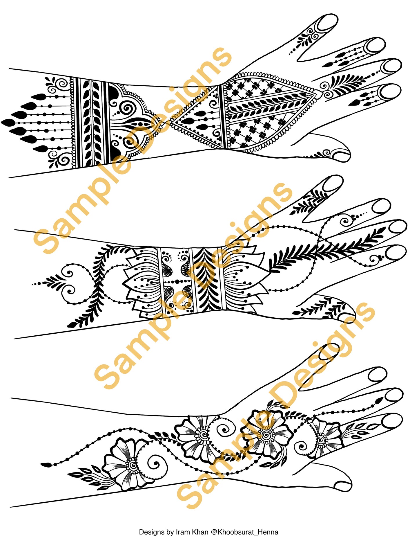 Henna Design Book with Over 100 Pages and Over 375 Designs PDF Digital Download