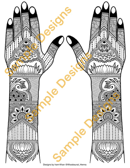 Henna Design Book with Over 100 Pages and Over 375 Designs PDF Digital Download