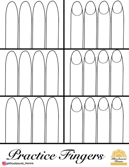 Henna Practice Sheets PDF File (Digital Download Only) 10 Styles to choose from | Henna Practice Hands, Feet, Mandala, Fingers, Grids, Board