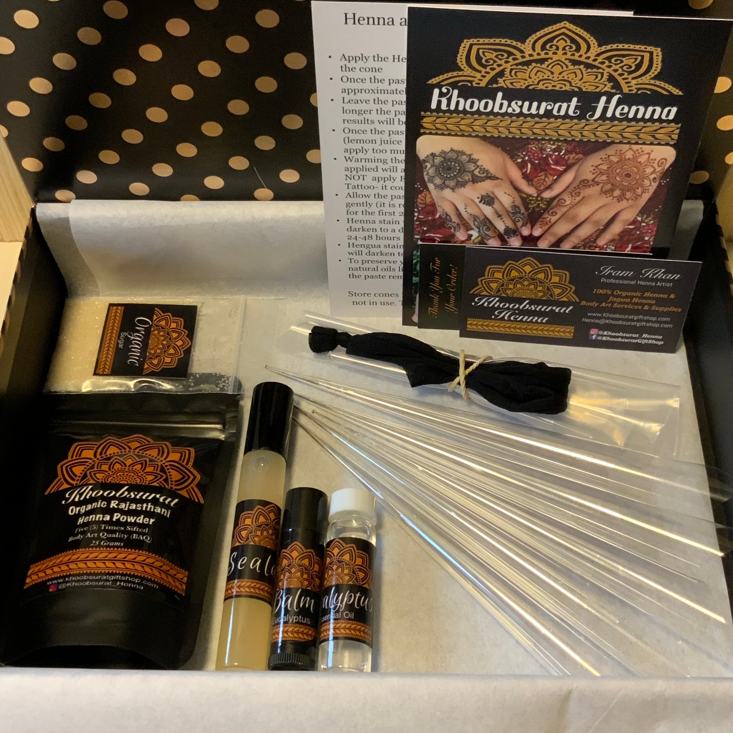 DIY Henna Kit | Makes up to 5 Henna Cones and Inlcudes Aftercare Balm, Sealant, Designs & Instructions