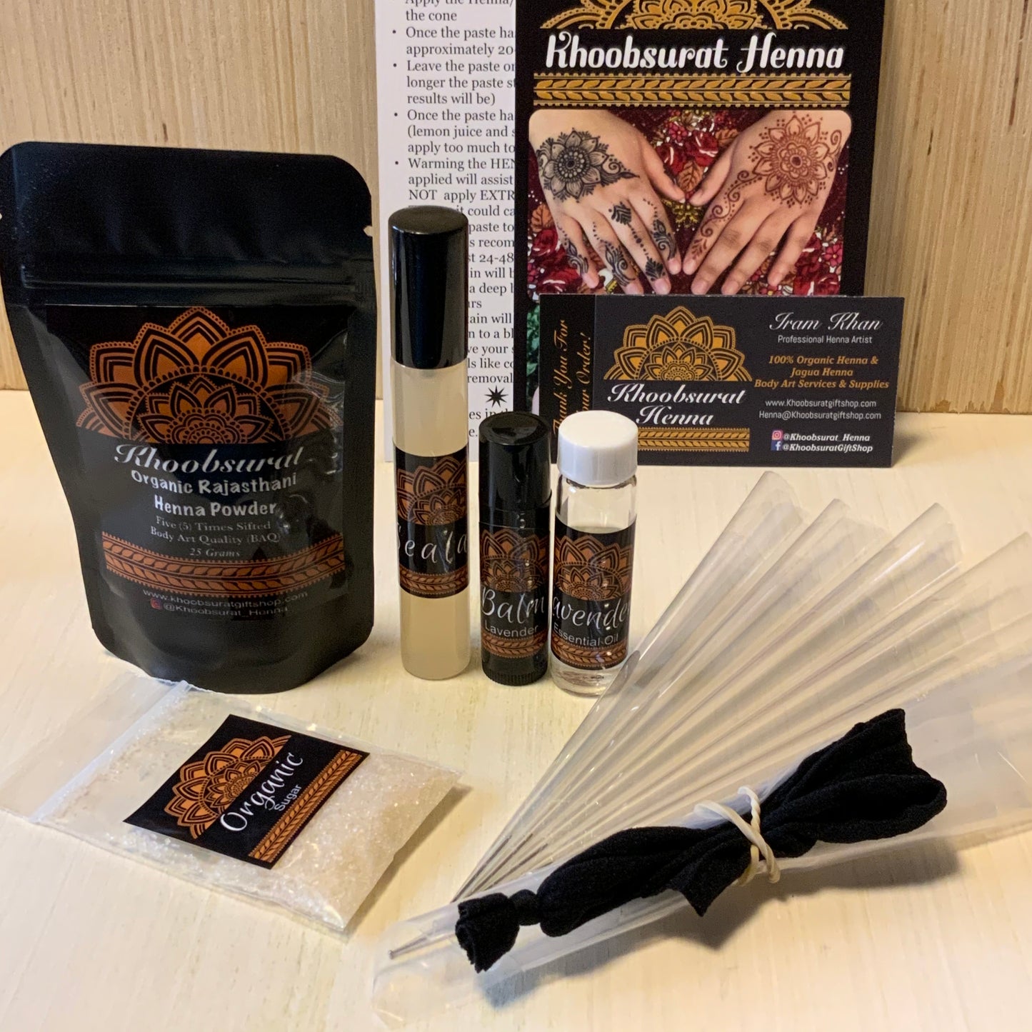 DIY Henna Kit | Makes up to 5 Henna Cones and Inlcudes Aftercare Balm, Sealant, Designs & Instructions