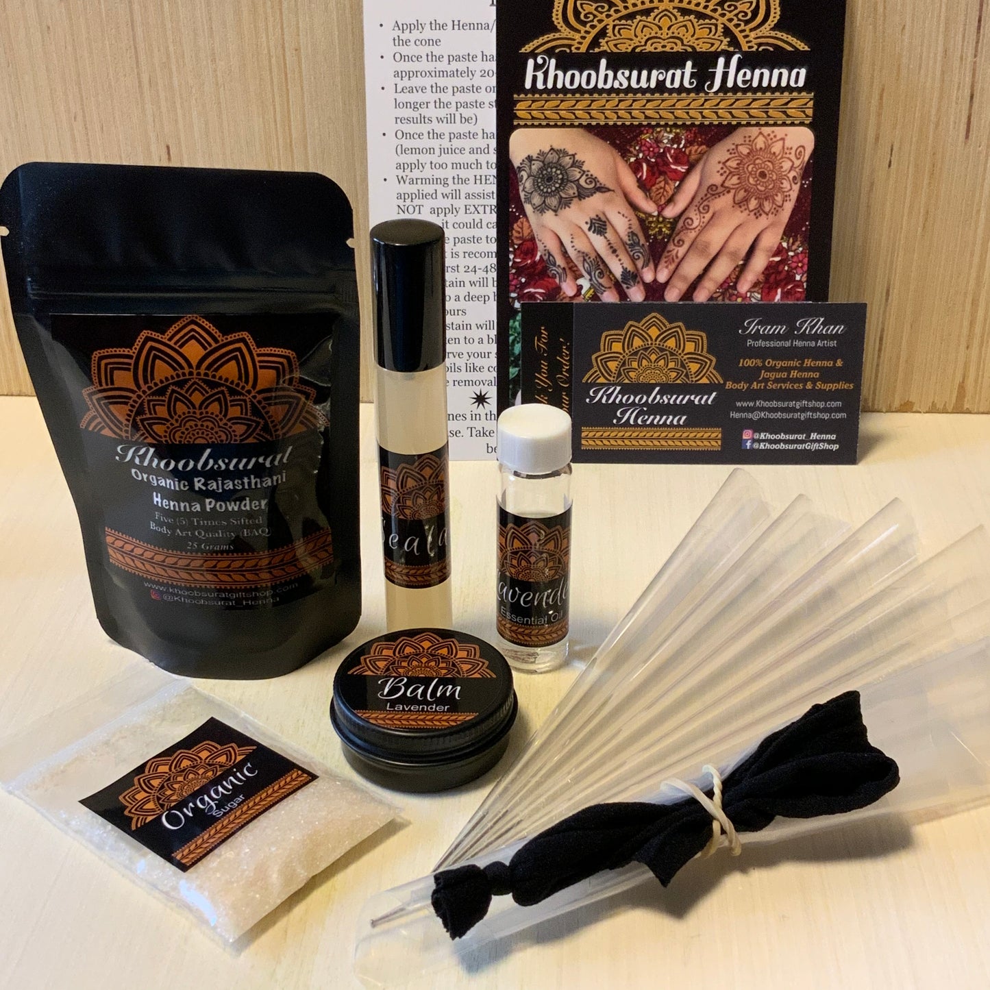 DIY Henna Kit | Makes up to 5 Henna Cones and Inlcudes Aftercare Balm, Sealant, Designs & Instructions