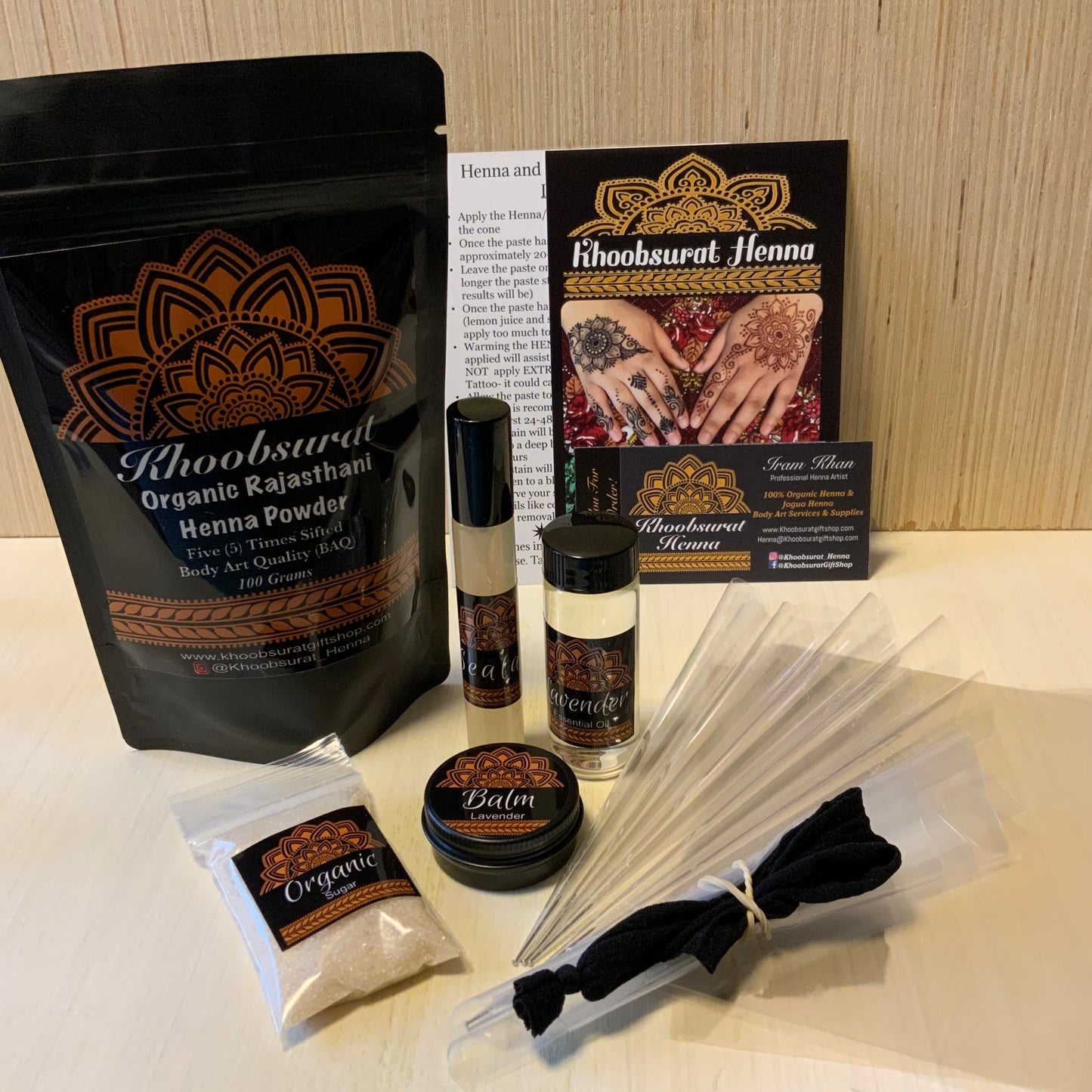 Ultimate DIY Henna Kit (Makes up to 20 Cones) 100 Grams Henna Powder With Cello Cones/Sheets, Aftercare Balm, Sealant, Instructions/Designs