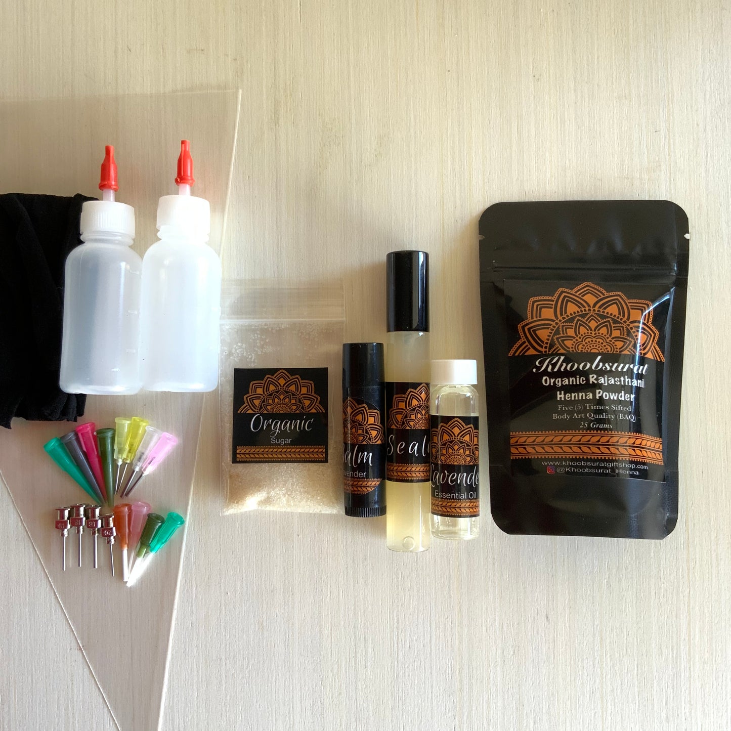 DIY Henna Kit | 2 Bottles with 16 Tips and Includes Aftercare Balm, Sealant, Designs & Instructions