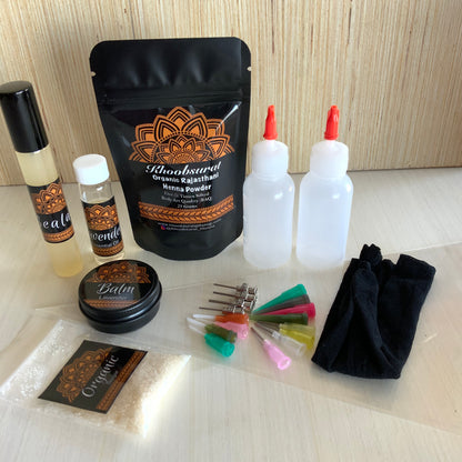 DIY Henna Kit | 2 Bottles with 16 Tips and Includes Aftercare Balm, Sealant, Designs & Instructions