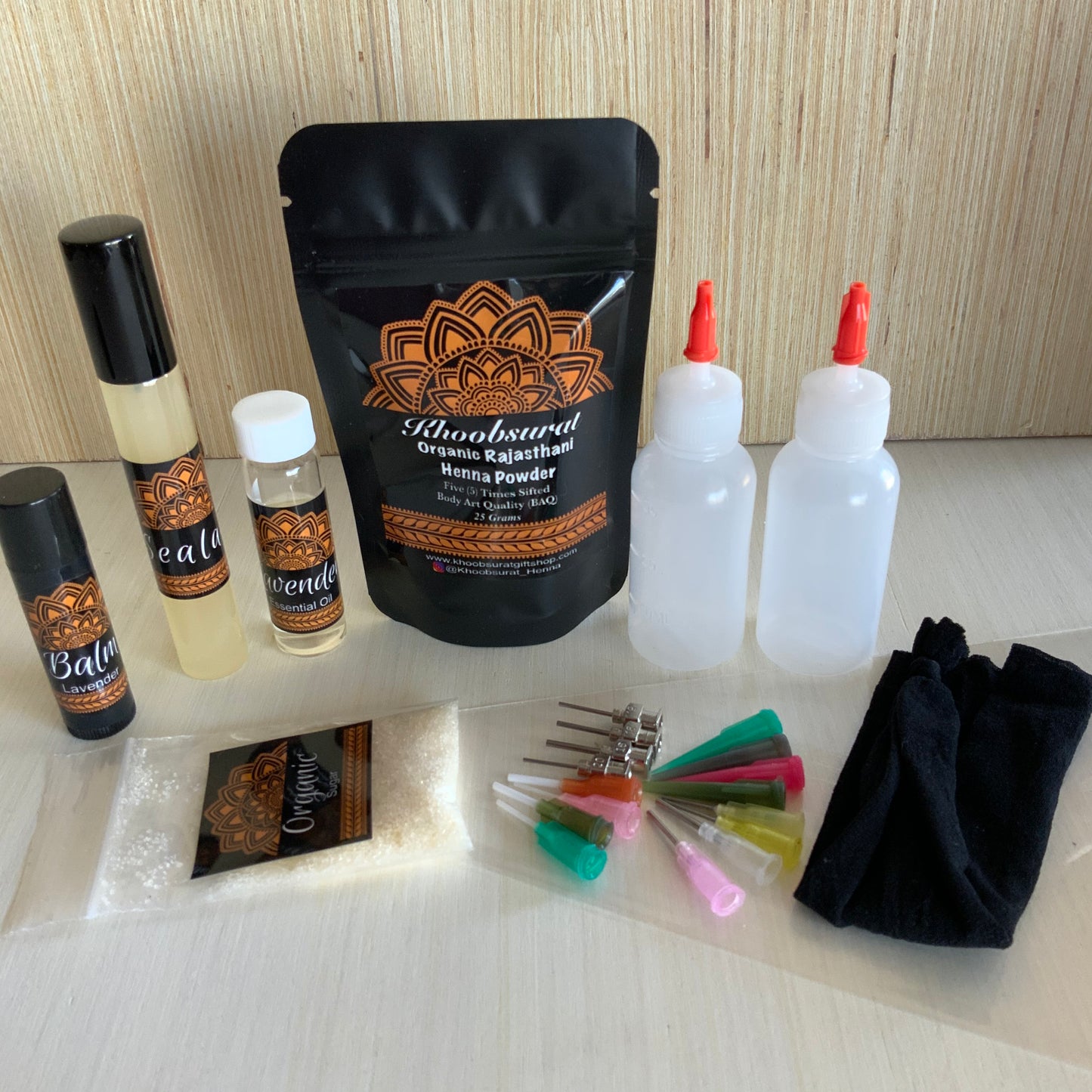 DIY Henna Kit | 2 Bottles with 16 Tips and Includes Aftercare Balm, Sealant, Designs & Instructions