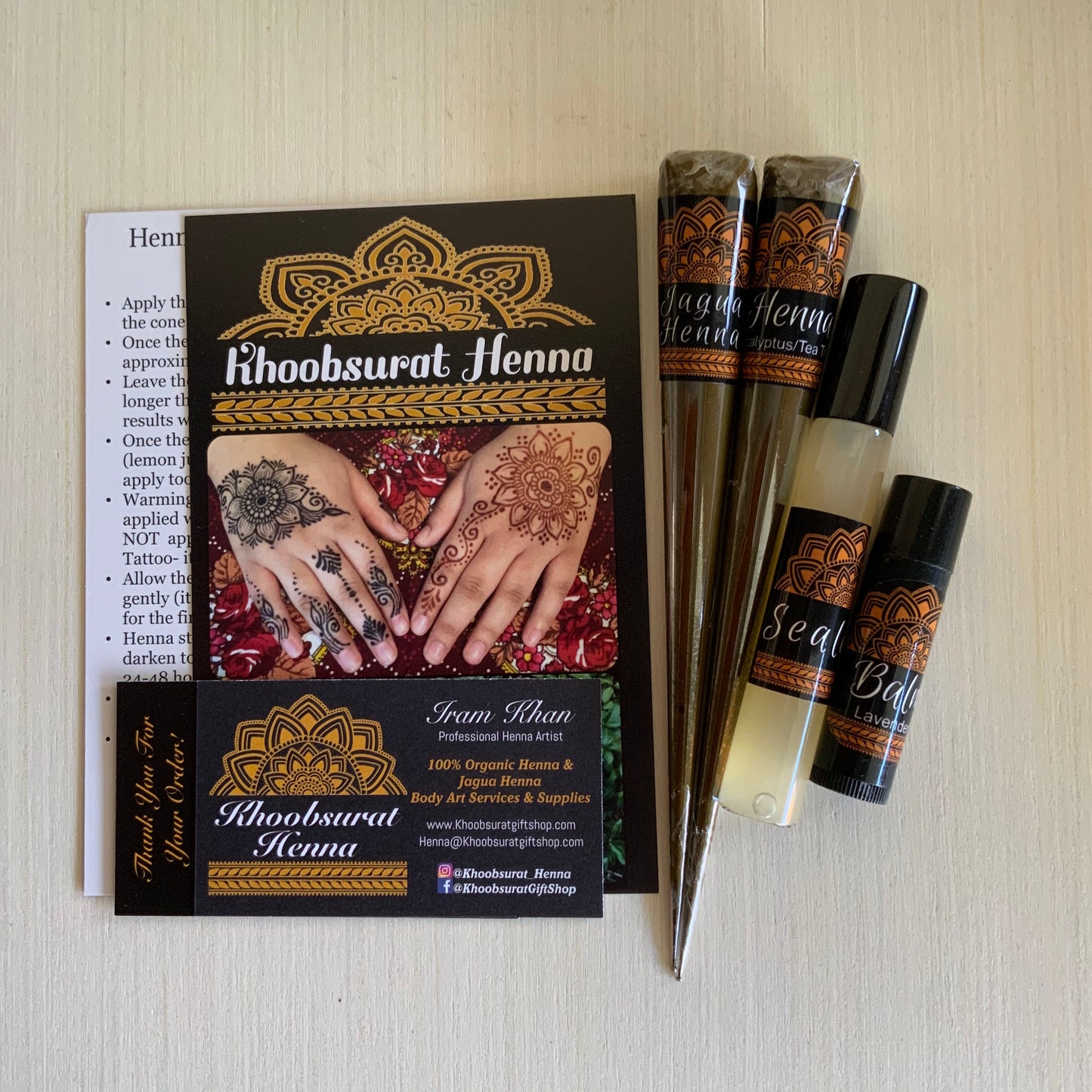 Combo Kit | 1 Hengua and 1 Henna Cone, Aftercare Balm, Sealant, Designs & Instructions