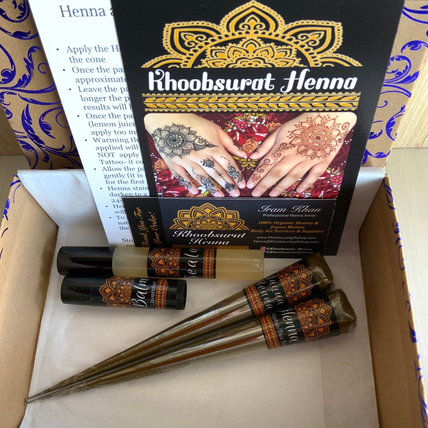 Combo Kit | 1 Hengua and 1 Henna Cone, Aftercare Balm, Sealant, Designs & Instructions