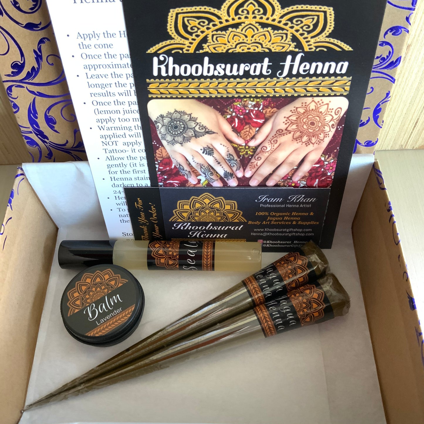 Hengua (Jagua Henna) Kit | 2 Hengua Cones, Aftercare Balm, Sealant, Designs & Instructions