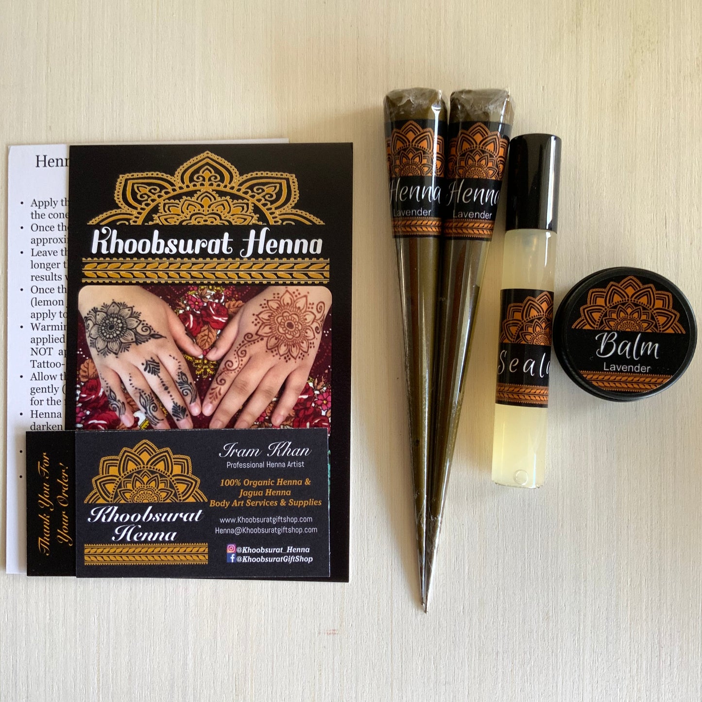 Henna Kit | 2 Henna Cones, Aftercare Balm, Sealant, Designs & Instructions