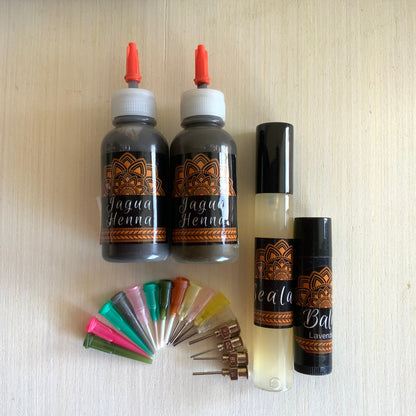 Hengua (Jagua Henna) Kit | 2 Hengua Bottles, Aftercare Balm, Sealant, Designs & Instructions