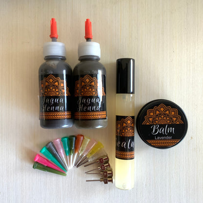Hengua (Jagua Henna) Kit | 2 Hengua Bottles, Aftercare Balm, Sealant, Designs & Instructions