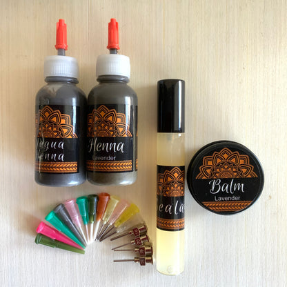 Combo Kit Bottles | 1 Hengua and 1 Henna Bottle, Aftercare Balm, Sealant, Designs & Instructions