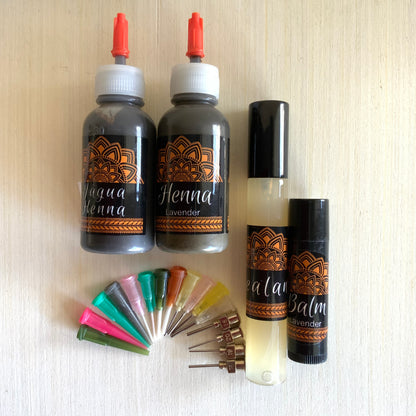 Combo Kit Bottles | 1 Hengua and 1 Henna Bottle, Aftercare Balm, Sealant, Designs & Instructions