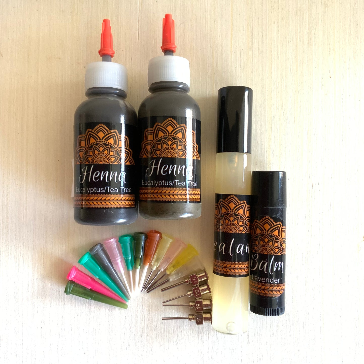 Henna Kit Bottles | 2 Henna Bottles, Aftercare Balm, Sealant, Designs & Instructions