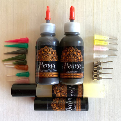 Henna Kit Bottles | 2 Henna Bottles, Aftercare Balm, Sealant, Designs & Instructions