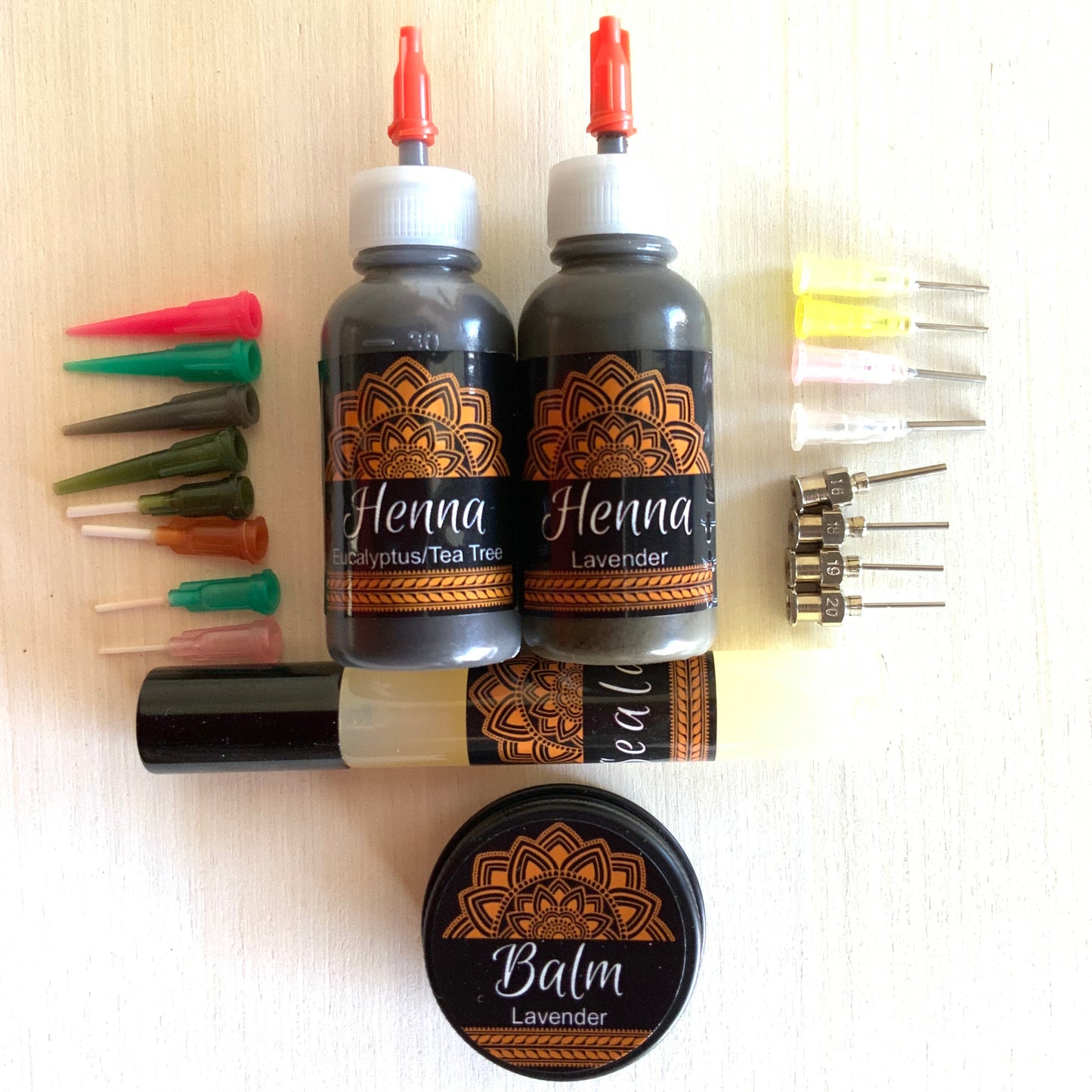 Henna Kit Bottles | 2 Henna Bottles, Aftercare Balm, Sealant, Designs & Instructions