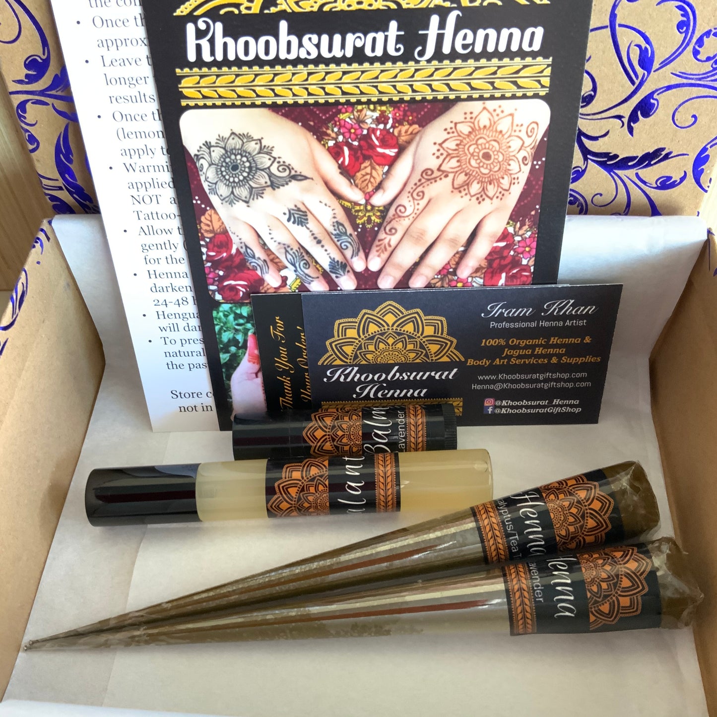 Henna Kit | 2 Henna Cones, Aftercare Balm, Sealant, Designs & Instructions