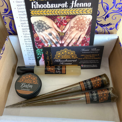 Henna Kit | 2 Henna Cones, Aftercare Balm, Sealant, Designs & Instructions