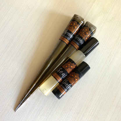 Henna Kit | 2 Henna Cones, Aftercare Balm, Sealant, Designs & Instructions