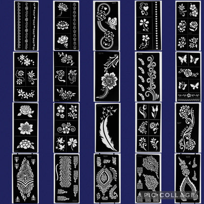 Style C-Stencils for Henna, Jagua, Glitter, Air Brush Temporary Tattoos | Mehndi Stencils