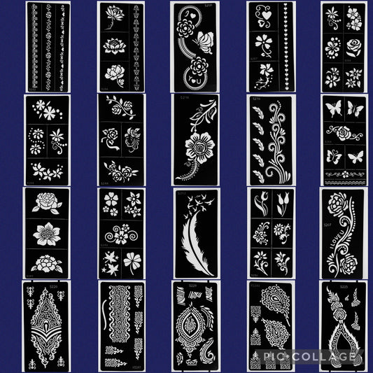 Style C-Stencils for Henna, Jagua, Glitter, Air Brush Temporary Tattoos | Mehndi Stencils
