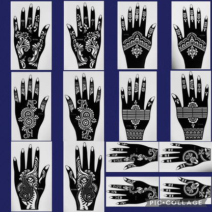 Style F-Stencils for Henna, Jagua, Glitter, Air Brush Temporary Tattoos | Mehndi Stencils