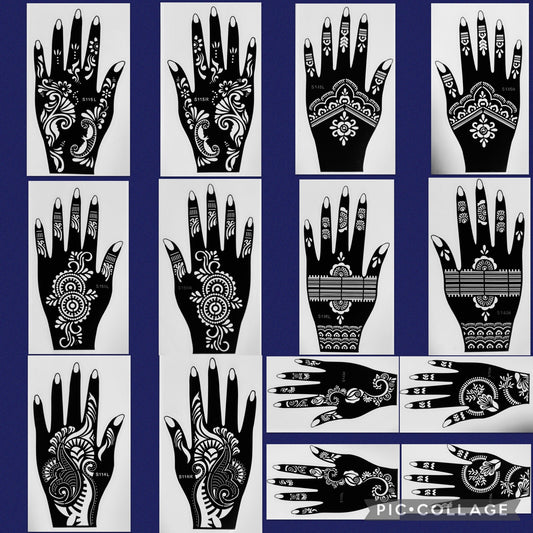 Style F-Stencils for Henna, Jagua, Glitter, Air Brush Temporary Tattoos | Mehndi Stencils