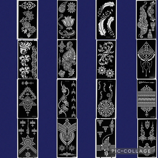 Styles B-Stencils for Henna, Jagua, Glitter, Air Brush Temporary Tattoos | Mehndi Stencils