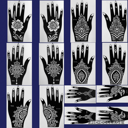 Style E-Stencils for Henna, Jagua, Glitter, Air Brush Temporary Tattoos | Mehndi Stencils