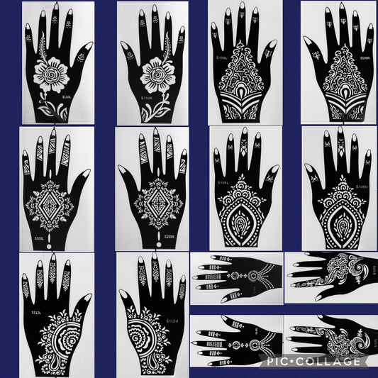 Style E-Stencils for Henna, Jagua, Glitter, Air Brush Temporary Tattoos | Mehndi Stencils