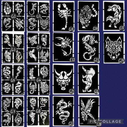 Style G-Stencils for Henna, Jagua, Glitter, Air Brush Temporary Tattoos | Mehndi Stencils