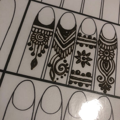 Henna Practice Laminated Sheets | 10 Styles to choose from | Henna Practice Hands, Feet, Mandala, Fingers, Grids, Board